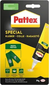Pattex Spezialkleber Textil, Textilkleber für verschiedene Textilien mit hoher Haftfestigkeit und spurenfreier Trocknung, wasch- und bügelbeständig, 1x20g - Jetzt bei Amazon bestellen*