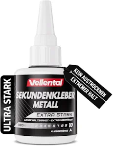 Sekundenkleber Metall extra stark 30g - Metallkleber wasserfest, hitzebeständig & mit Nadel Verschluss gegen Austrocknung - Metall Kleber zum Verkleben von Metallen aller Art 